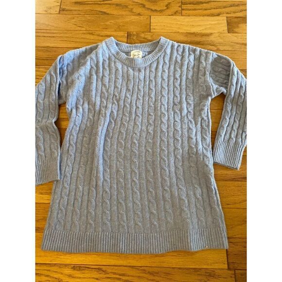 NWT Hippie Rose Women's blue crochet knit crew neck long sleeve sweater sz Small - Picture 1 of 8
